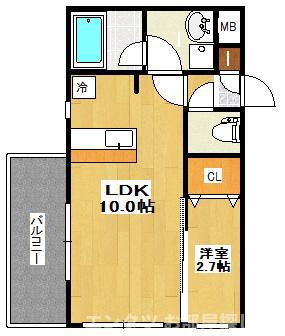 サンシャイン太子堂(1LDK/2階)の間取り写真