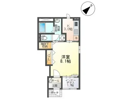 ベルウッド(1K/1階)の間取り写真