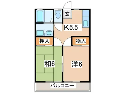 Kコーポ A(2K/2階)の間取り写真