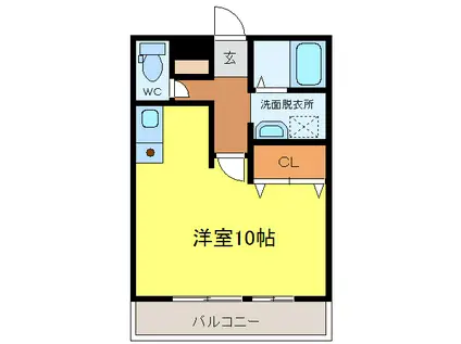 ベイサージュ富の原B(ワンルーム/2階)の間取り写真