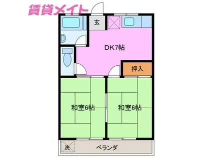 ハイツダイソウ(2DK/2階)の間取り写真