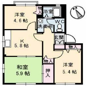 ディアス33 A棟(3K/2階)の間取り写真