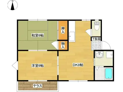 コーポ旭(2DK/1階)の間取り写真