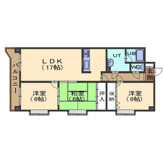 ミリオンパレス駒場(3LDK/2階)の間取り写真