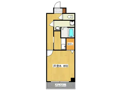 ビレイユ眞英西六角(1K/4階)の間取り写真