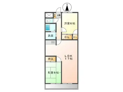 メゾン・ド・グラシューズ(2LDK/2階)の間取り写真