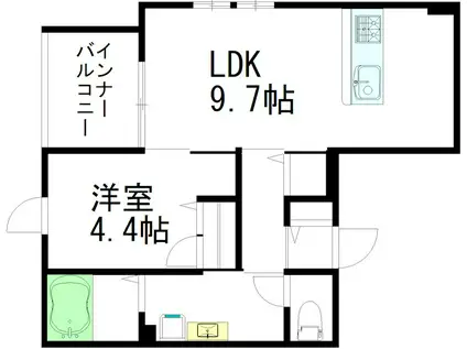 PRIMA VITA(1LDK/2階)の間取り写真