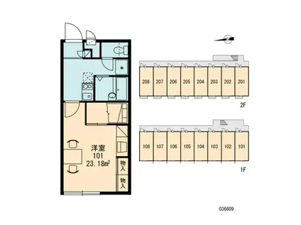 レオパレス外環富田林II(1K/2階)の間取り写真