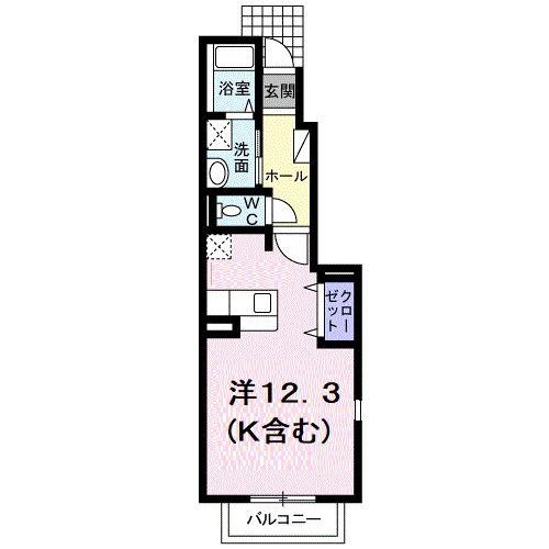 ピアコートI(ワンルーム/1階)の間取り写真