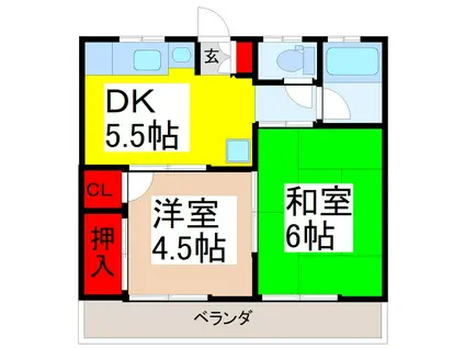 グリーンハイツ(2DK/2階)の間取り写真
