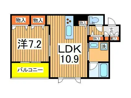 コルマル(1LDK/2階)の間取り写真