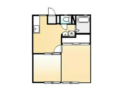 マリヤハイツ A・B棟(2DK/2階)の間取り写真