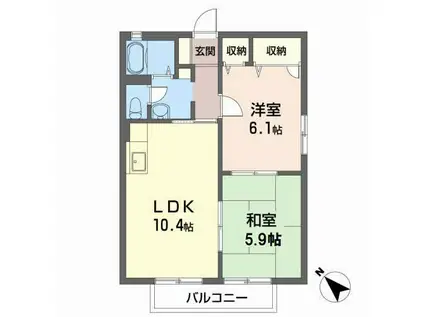 サンカーサ矢三(2LDK/1階)の間取り写真