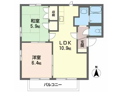 フォーレス上泉 A棟(2LDK/2階)の間取り写真