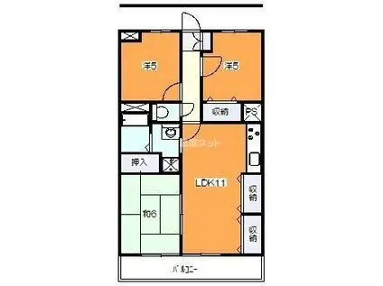 レジダンスボヌール籠原(3LDK/1階)の間取り写真