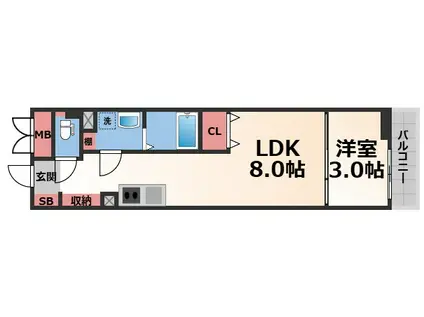 S-MOVE緑橋II(1LDK/1階)の間取り写真
