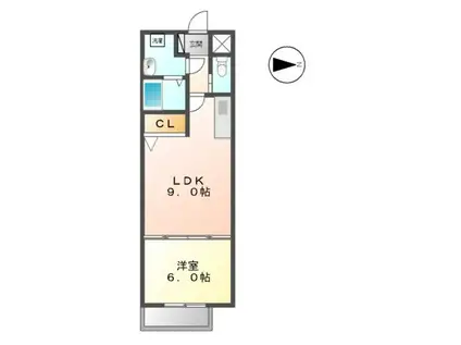 H-F名駅北レジデンスイースト(1LDK/6階)の間取り写真