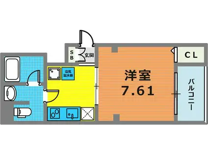サントル花隈(1K/3階)の間取り写真