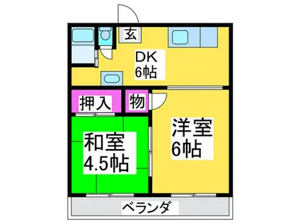 坂口ハイツA棟(2DK/2階)の間取り写真