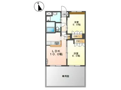 サンフォレスティ前泉(2LDK/1階)の間取り写真