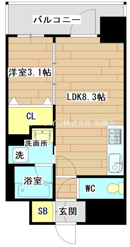 VIVRE高槻(1LDK/11階)の間取り写真