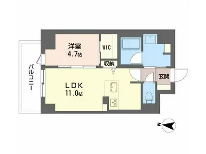 セントリヴィエ大阪梅田(1LDK/7階)の間取り写真