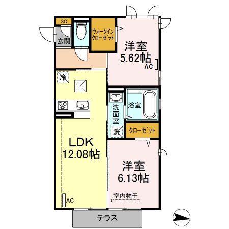 D-ROOM道(2LDK/1階)の間取り写真