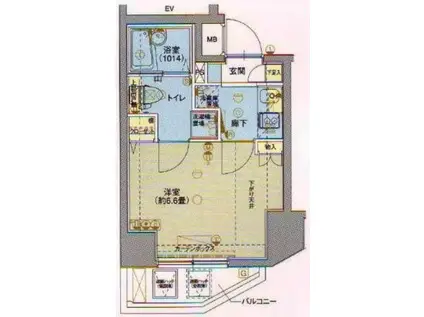 ヴェルト川崎(1K/4階)の間取り写真