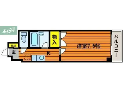 アメニティーII(1K/2階)の間取り写真