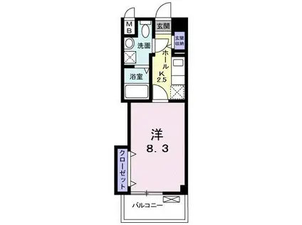 フレグランスヴィレッジ京田辺II(1K/1階)の間取り写真