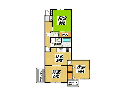 パティオ常盤(3DK/5階)の間取り写真