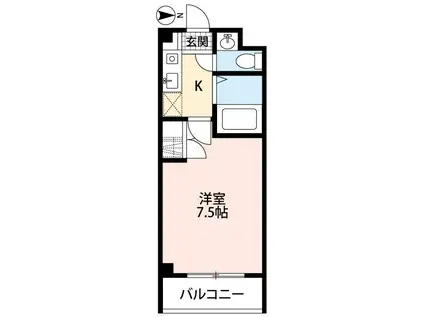 西武池袋線 所沢駅 徒歩5分 3階建 築22年(1K/1階)の間取り写真