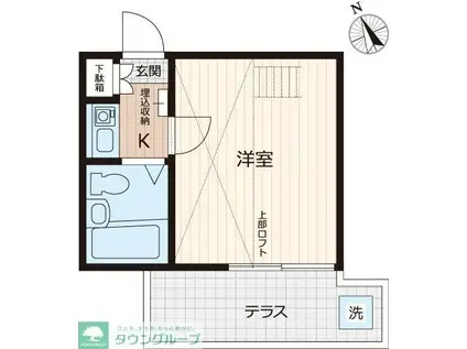 エイコウハイツA(1K/1階)の間取り写真