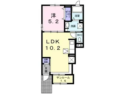 シャルール佐久平(1LDK/1階)の間取り写真