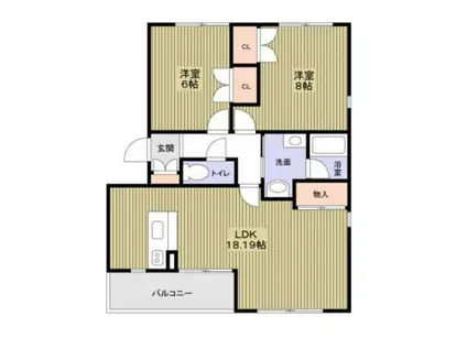 ヴェルデ見沼台(2LDK/2階)の間取り写真