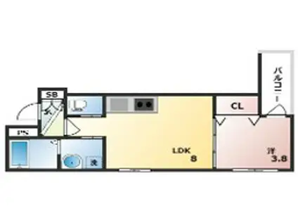 アーバンヴィラ平野(1LDK/2階)の間取り写真