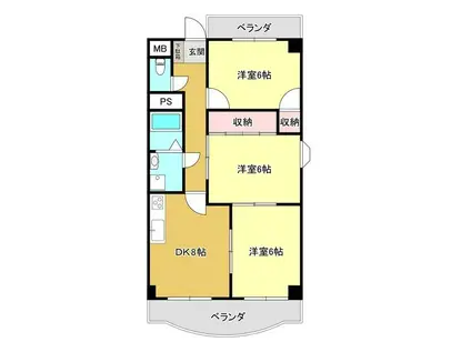 GRANDEG21K(3DK/3階)の間取り写真