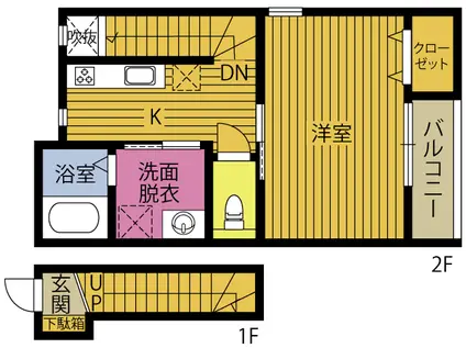 ルシャノワール大洲浜(1K/2階)の間取り写真