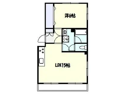 グリーンヒル藤が丘C(1LDK/4階)の間取り写真