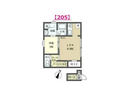 BIJOUX(1LDK/2階)の間取り写真