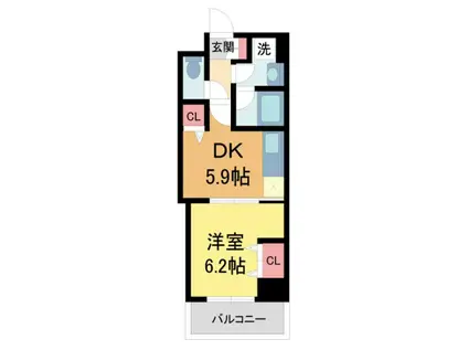 ラティ岡本(1DK/4階)の間取り写真