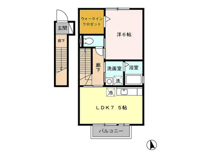 セジュールアマンド(1DK/2階)の間取り写真