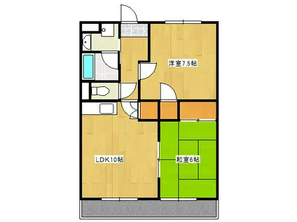 トップアイルII(2LDK/1階)の間取り写真