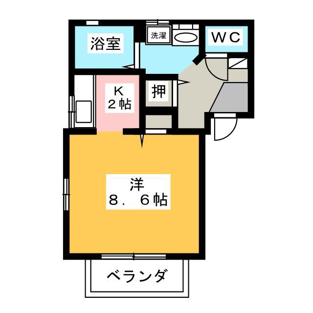 フェアハウスあずさA棟(1K/2階)の間取り写真