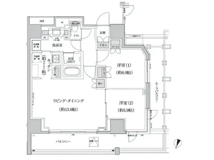 パークハビオ渋谷本町レジデンス(2LDK/10階)の間取り写真