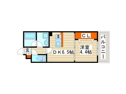 ピュアナ弓ノ町(1DK/4階)の間取り写真