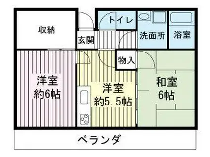 ファランドールエバラ(2SDK/2階)の間取り写真