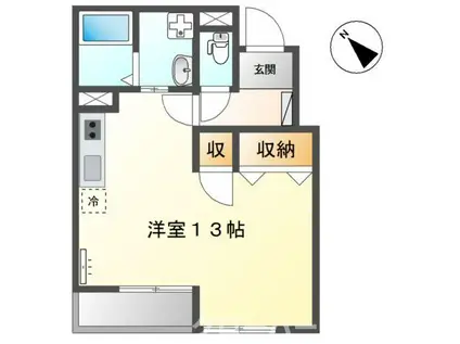 カサ・ベルデ(ワンルーム/1階)の間取り写真