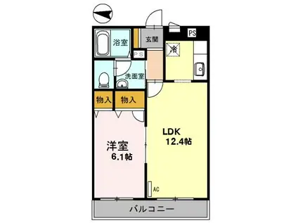 カステロ・デ・グロリア(1LDK/1階)の間取り写真