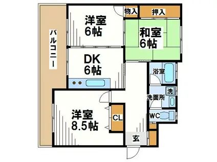 パークサイド野川(3DK/2階)の間取り写真